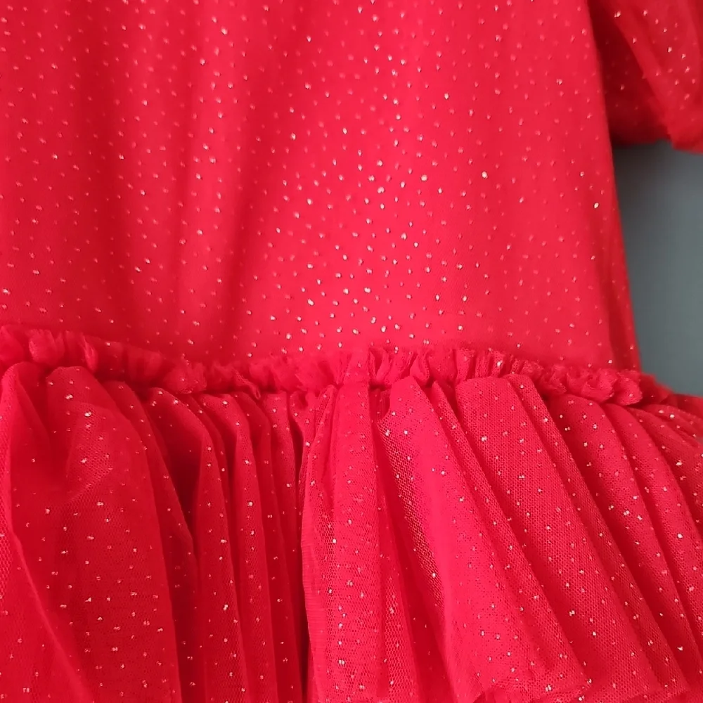 Red Ruffled Kids Tulle Dress - Picture 5 of 14